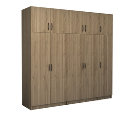 Ντουλάπα ρούχων Victoria πεντάφυλλη με πατάρι χρώμα καρυδί 250x60x240εκ.