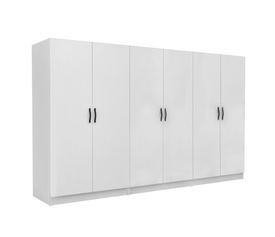 Ντουλάπα ρούχων Victoria εξάφυλλη χρώμα λευκό 300x60x181εκ.