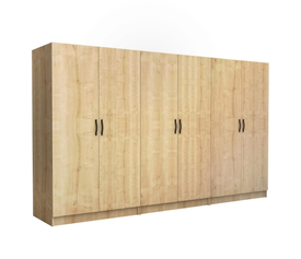 Ντουλάπα ρούχων Victoria εξάφυλλη χρώμα φυσικό οξιάς 300x60x181εκ.