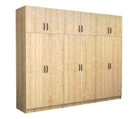 Ντουλάπα ρούχων Victoria εξάφυλλη με πατάρι χρώμα φυσικό οξιάς 300x60x240εκ.