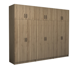 Ντουλάπα ρούχων Victoria εξάφυλλη με πατάρι χρώμα καρυδί 300x60x240εκ.