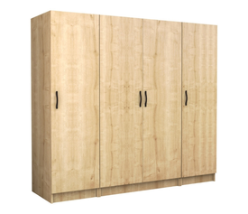 Ντουλάπα ρούχων Victoria τετράφυλλη χρώμα φυσικό οξιάς 200x60x181εκ.