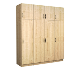 Ντουλάπα ρούχων Victoria τετράφυλλη με πατάρι χρώμα φυσικό οξιάς 200x60x240εκ.