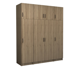 Ντουλάπα ρούχων Victoria τετράφυλλη με πατάρι χρώμα καρυδί 200x60x240εκ.