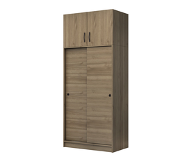 Ντουλάπα ρούχων Regio δίφυλλη συρόμενη με πατάρι χρώμα καρυδί 100x60x240εκ.