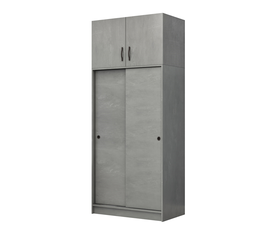 Ντουλάπα ρούχων Regio δίφυλλη συρόμενη με πατάρι χρώμα γκρι σκυροδέματος 100x60x240εκ.