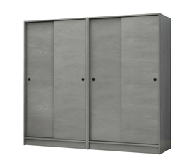 Ντουλάπα ρούχων Regio τετράφυλλη συρόμενη χρώμα γκρι σκυροδέματος 200x60x181εκ.