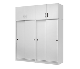 Ντουλάπα ρούχων Regio τετράφυλλη συρόμενη με πατάρι χρώμα λευκό 200x60x240εκ.