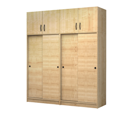 Ντουλάπα ρούχων Regio τετράφυλλη συρόμενη με πατάρι χρώμα φυσικό οξιάς 200x60x240εκ.