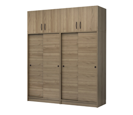 Ντουλάπα ρούχων Regio τετράφυλλη συρόμενη με πατάρι χρώμα καρυδί 200x60x240εκ.