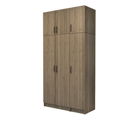 Ντουλάπα ρούχων Vivian τρίφυλλη με πατάρι χρώμα καρυδί 120x51,8x240εκ.