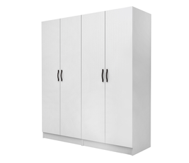 Ντουλάπα ρούχων Vivian τετράφυλλη χρώμα λευκό 160x51,8x181εκ.