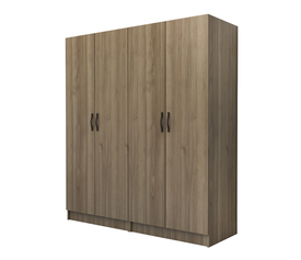 Ντουλάπα ρούχων Vivian τετράφυλλη χρώμα καρυδί 160x51,8x181εκ.