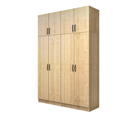 Ντουλάπα ρούχων Vivian τετράφυλλη με πατάρι χρώμα φυσικό οξιάς 160x51,8x240εκ.