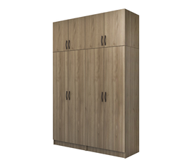 Ντουλάπα ρούχων Vivian τετράφυλλη με πατάρι χρώμα καρυδί 160x51,8x240εκ.