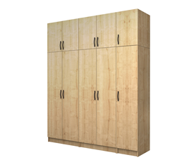 Ντουλάπα ρούχων Vivian πεντάφυλλη με πατάρι χρώμα φυσικό οξιάς 200x51,8x240εκ.