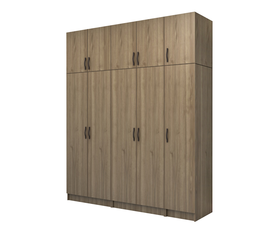 Ντουλάπα ρούχων Vivian πεντάφυλλη με πατάρι χρώμα καρυδί 200x51,8x240εκ.