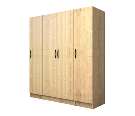 Ντουλάπα ρούχων Vivian τετράφυλλη χρώμα φυσικό οξιάς 160x51,8x181εκ.