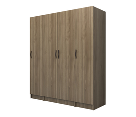 Ντουλάπα ρούχων Vivian τετράφυλλη χρώμα καρυδί 160x51,8x181εκ.