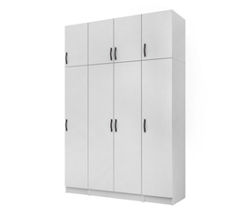 Ντουλάπα ρούχων Vivian τετράφυλλη με πατάρι χρώμα λευκό 160x51,8x240εκ.
