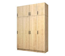 Ντουλάπα ρούχων Vivian τετράφυλλη με πατάρι χρώμα φυσικό οξιάς 160x51,8x240εκ.