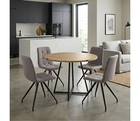 Σετ τραπεζαρία 5τμχ Rubes - Bianca χρώμα φυσικό οξιάς - ανοιχτό μπεζ Ø100x78εκ.