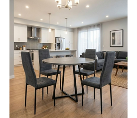 Σετ τραπεζαρία 5τμχ Rubes - Rosa χρώμα γκρι σκυροδέματος - γκρι Ø100x78εκ.