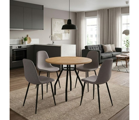 Σετ τραπεζαρία 5τμχ Roma - Iris χρώμα pine oak - ανοιχτό μπεζ Ø80x75εκ.