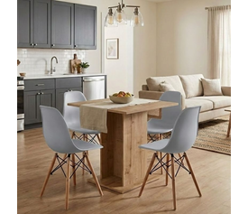 Σετ τραπεζαρία 5τμχ Allos - Nova χρώμα sapphire oak - γκρι 75x75x77εκ.