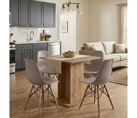 Σετ τραπεζαρία 5τμχ Allos - Nova χρώμα sapphire oak - cappuccino 75x75x77εκ.