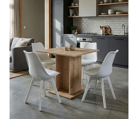 Σετ τραπεζαρία 5τμχ Allos - Viva χρώμα sapphire oak - λευκό 75x75x77εκ.