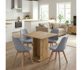 Σετ τραπεζαρία 5τμχ Allos - Viva χρώμα sapphire oak - γκρι 75x75x77εκ.