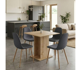 Σετ τραπεζαρία 5τμχ Allos - Iris χρώμα sapphire oak - γκρι/φυσικό πόδι 75x75x77εκ.