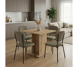 Σετ τραπεζαρία 5τμχ Allos - Kevin χρώμα sapphire oak - λαδί 75x75x77εκ.