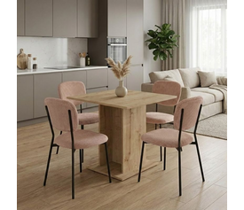 Σετ τραπεζαρία 5τμχ Allos - Kevin χρώμα sapphire oak - μόκα 75x75x77εκ.