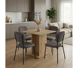 Σετ τραπεζαρία 5τμχ Allos - Kevin χρώμα sapphire oak - γκρι 75x75x77εκ.