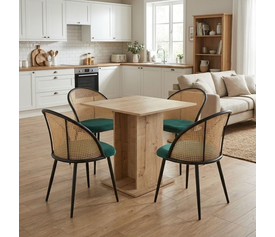 Σετ τραπεζαρία 5τμχ Allos - Jacob χρώμα sapphire oak - κυπαρισσί 75x75x77εκ.