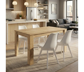 Σετ τραπεζαρία 5τμχ Darlen - Viva χρώμα sapphire oak - λευκό 125x72x74εκ.