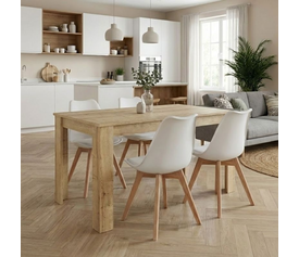 Σετ τραπεζαρία 5τμχ Darlen - Viva χρώμα sapphire oak - λευκό/φυσικό πόδι 125x72x74εκ.