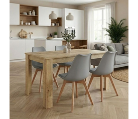 Σετ τραπεζαρία 5τμχ Darlen - Viva χρώμα sapphire oak - γκρι 125x72x74εκ.