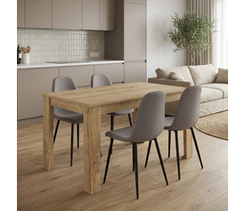 Σετ τραπεζαρία 5τμχ Darlen - Iris χρώμα sapphire oak - ανοιχτό μπεζ 125x72x74εκ.