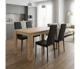 Σετ τραπεζαρία 5τμχ Darlen - Rosa χρώμα sapphire oak - μαύρο 125x72x74εκ.