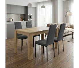 Σετ τραπεζαρία 5τμχ Darlen - Rosa χρώμα sapphire oak - γκρι 125x72x74εκ.