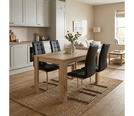 Σετ τραπεζαρία 5τμχ Darlen - Vela χρώμα sapphire oak - μαύρο 125x72x74εκ.