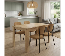 Σετ τραπεζαρία 5τμχ Darlen - Kevin χρώμα sapphire oak - μουσταρδί 125x72x74εκ.