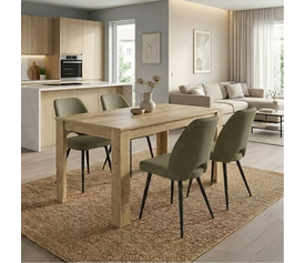 Σετ τραπεζαρία 5τμχ Darlen - Christy χρώμα sapphire oak - λαδί 125x72x74εκ.