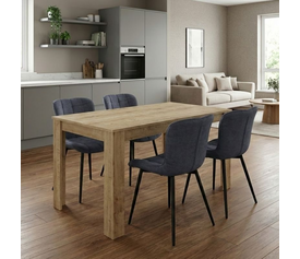 Σετ τραπεζαρία 5τμχ Darlen - Chiara χρώμα sapphire oak - ανθρακί 125x72x74εκ.