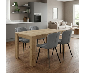 Σετ τραπεζαρία 5τμχ Darlen - Chiara χρώμα sapphire oak - γκρι 125x72x74εκ.