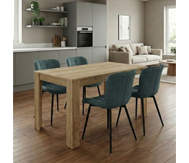 Σετ τραπεζαρία 5τμχ Darlen - Chiara χρώμα sapphire oak - πράσινο 125x72x74εκ.