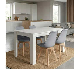 Σετ τραπεζαρία 5τμχ Darlen - Viva χρώμα λευκό - γκρι 125x72x74εκ.